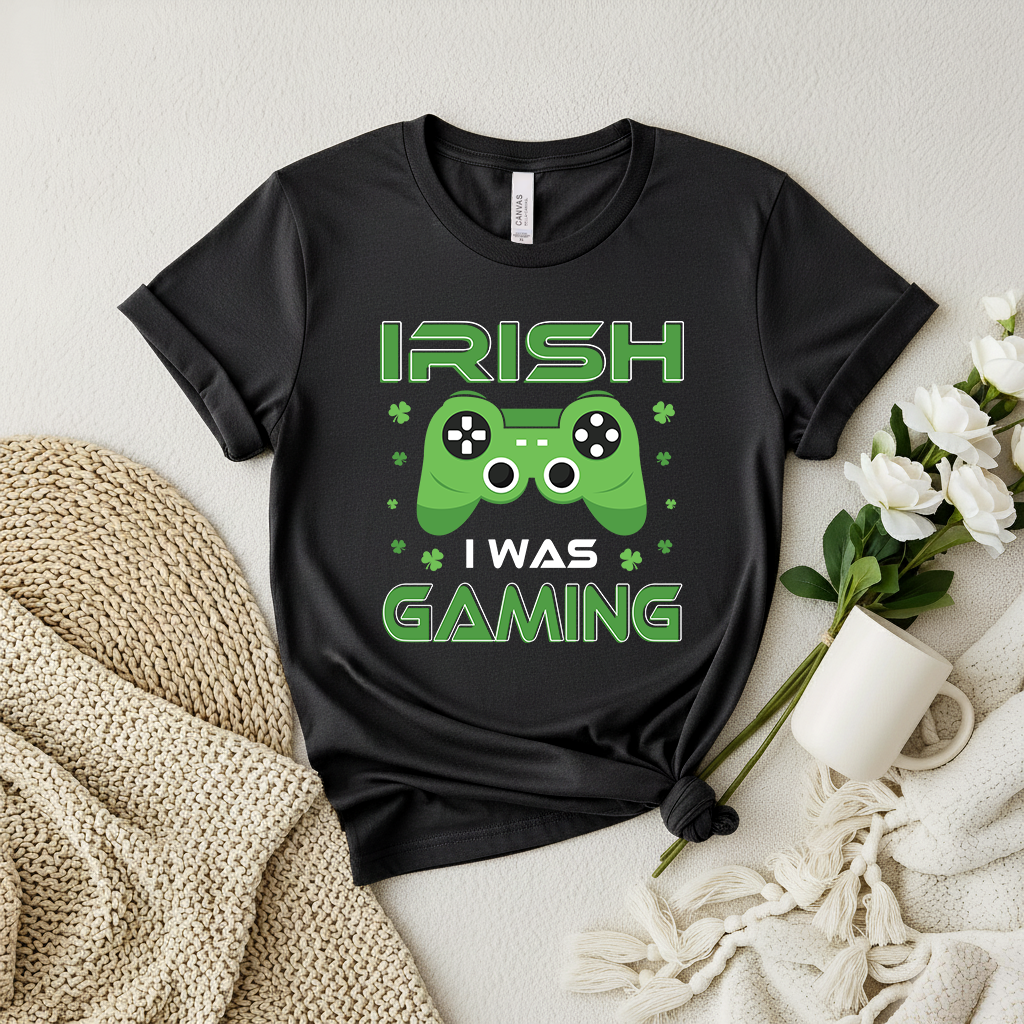 Irish I Was Gaming T‑Shirt - St. Patrick’s Day Gamer T-shirt, Funny Irish Gamer shirt