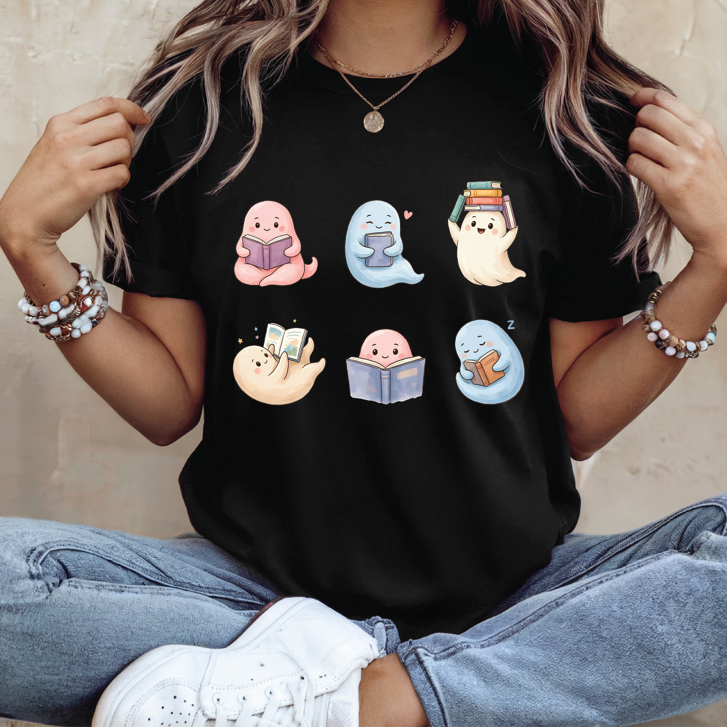 Ghost Reading Book Shirt - Funny Halloween Book Lover, Spooky Bookworm, Ghost Book Lover