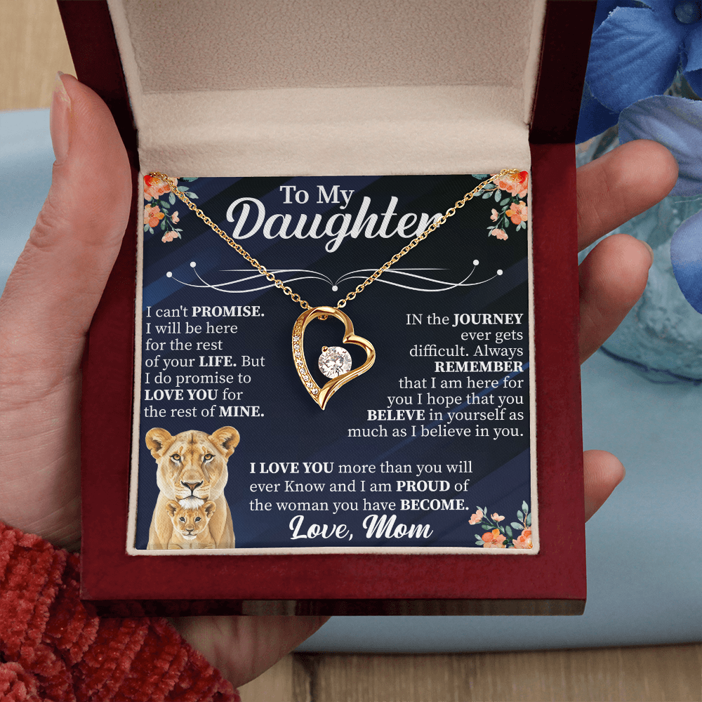 To My Daughter Forever Love Necklace, Daughter Gift from Mom Dad, Heart Necklace for Daughter, Meaningful Jewelry with Card, Birthday Gift for Her