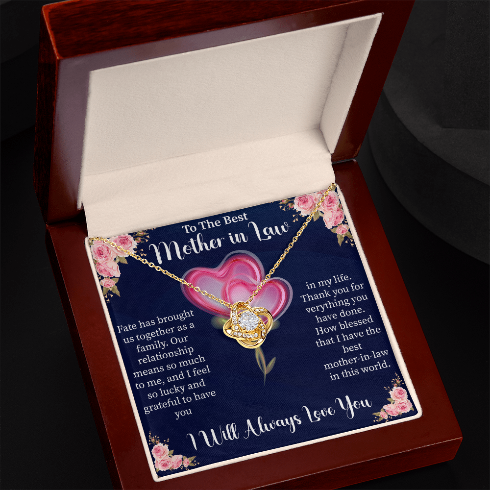To My Mother in Law Love Knot Necklace, Wedding Gift for Mother of the Groom, Thank You for Raising the Man of My Dreams, MIL Jewelry Card