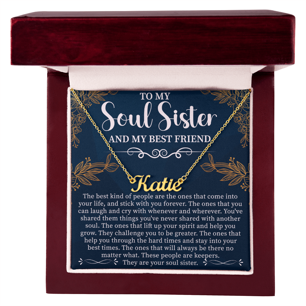 To My Soul Sister & Best Friend Custom Name Necklace – Personalized Friendship Gift – Meaningful Jewelry with Message Card