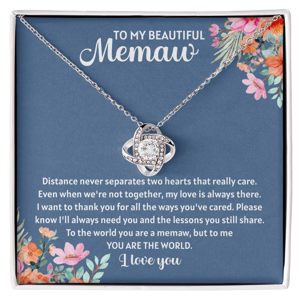 love knot necklace gift for a beautiful memaw expressing love and appreciation