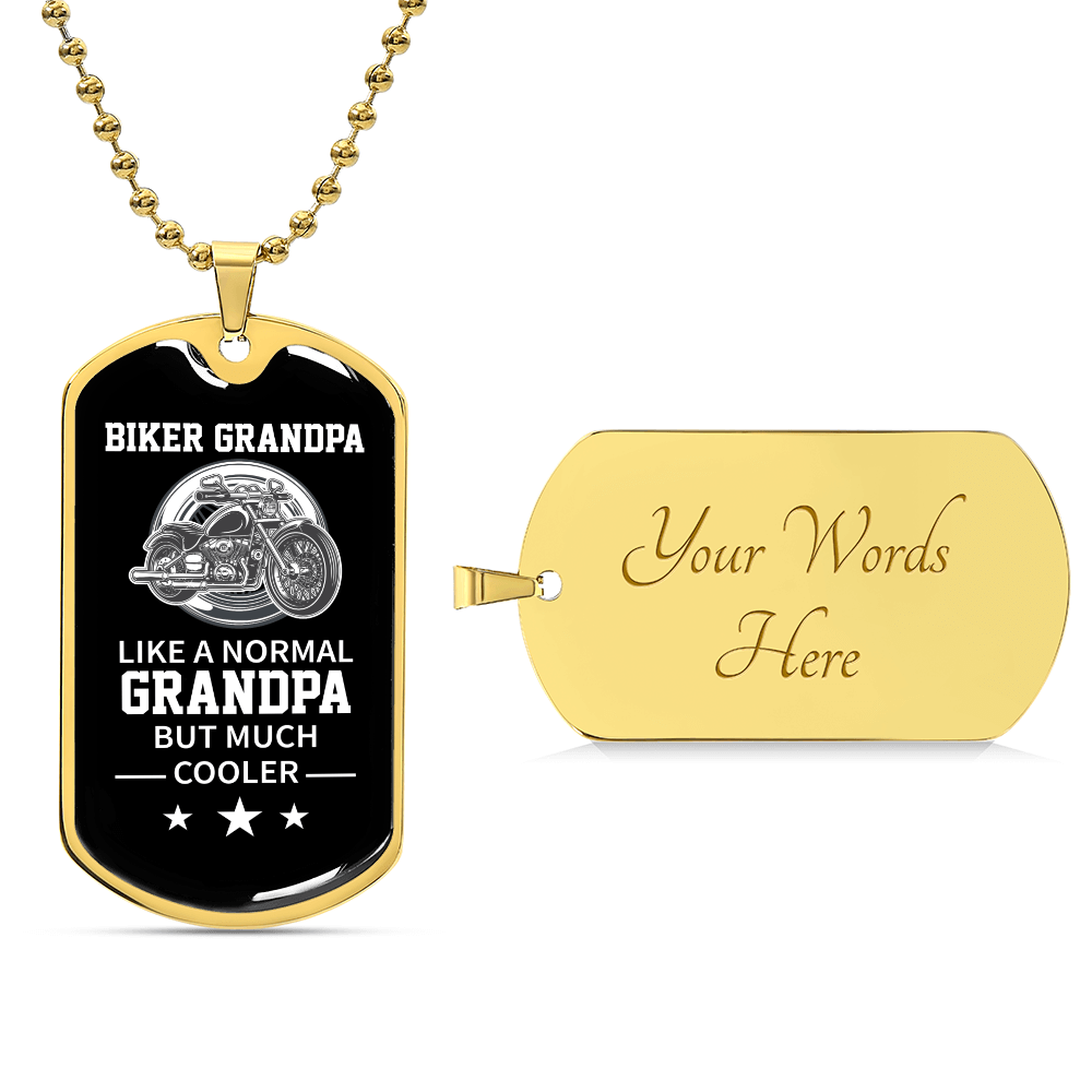 Biker Grandpa Luxury Graphic Dog Tag Necklace - Beauty Belliss