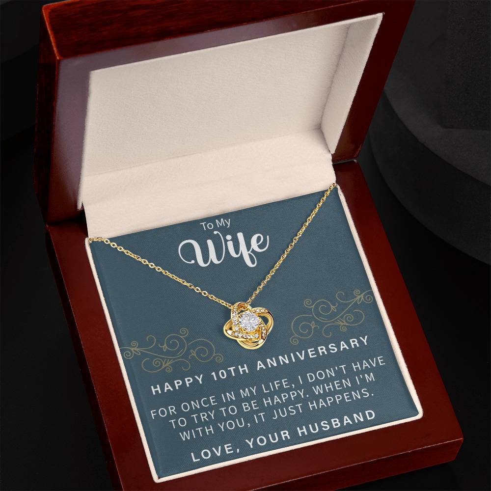 HAPPY 10TH ANNIVERSARY Love Knot Necklace - Beauty Belliss