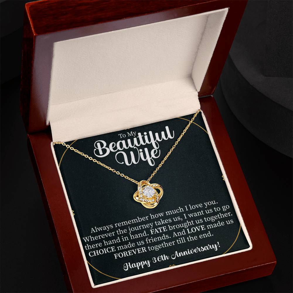Happy 36th Anniversary Love Knot Necklace - 36th Anniversary gifts - Beauty Belliss