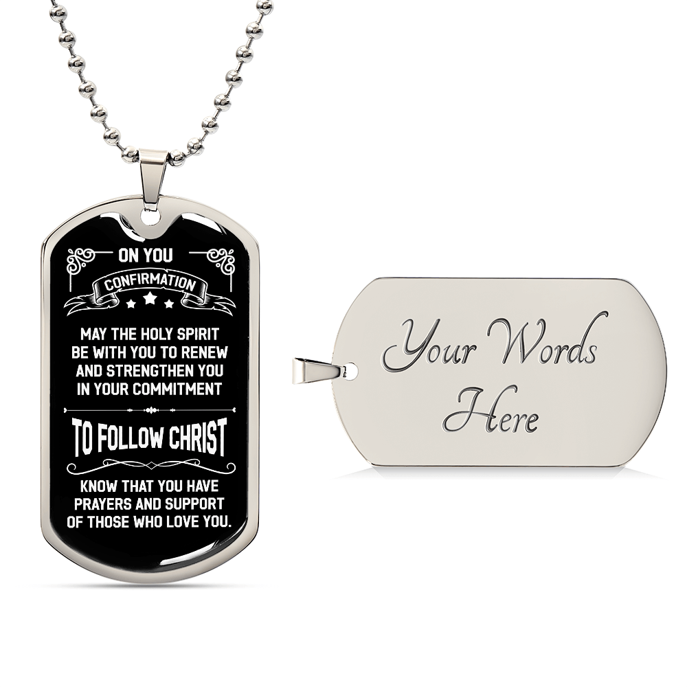 On you Confirmation Luxury Graphic Dog Tag Necklace - Beauty Belliss