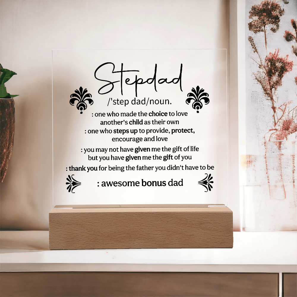 Stepdad Acrylic Square Plaque - Fathers day Gifts - Beauty Belliss