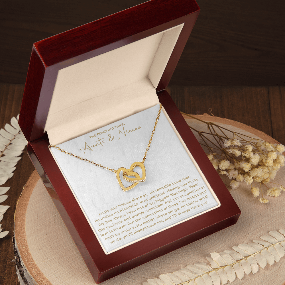 The Bond Between Aunt and Niece Interlocking Hearts Necklace, This Necklace Is A Reminder That Side By Side Or Miles Apart, We Are Connected By Heart - Beauty Belliss