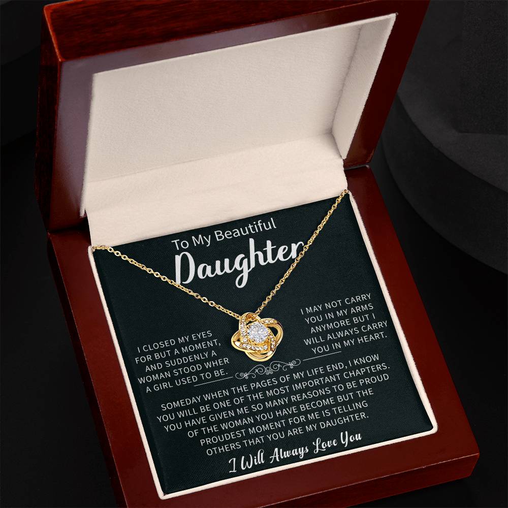 To my Beautiful Daughter Love Knot Necklace - Gifts for Beautiful Daughter - Beauty Belliss