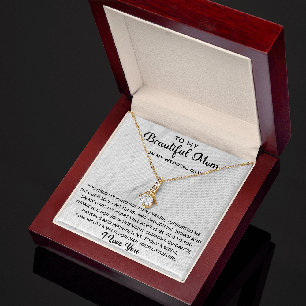 to my beautiful mom on my wedding day Necklace - Your Little Girl - Mother of the Bride Gift From Daughter - Mother of the Bride Necklace From Bride - Mom of Bride - Beauty Belliss