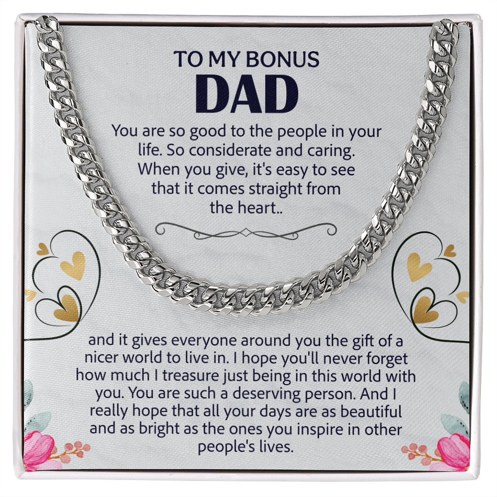 To my Bonus Dad Cuban Link Chain - Fathers day gifts - Beauty Belliss