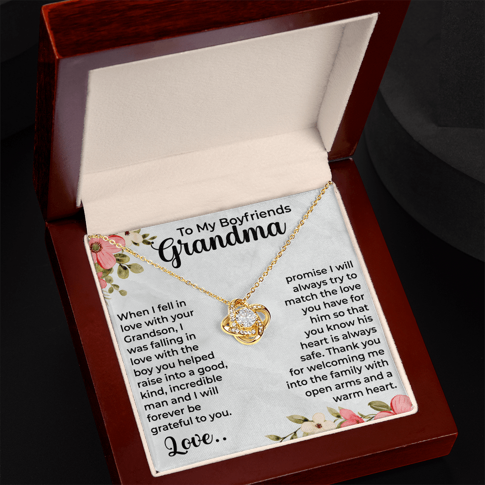 To My Boyfriend's Grandma Love Knot Necklace, Mothers day Gift Ideas for Boyfriend's Grandmother, Gifts for Boyfriend's Grandma, Grandparents Day, Thank You Gift - Beauty Belliss