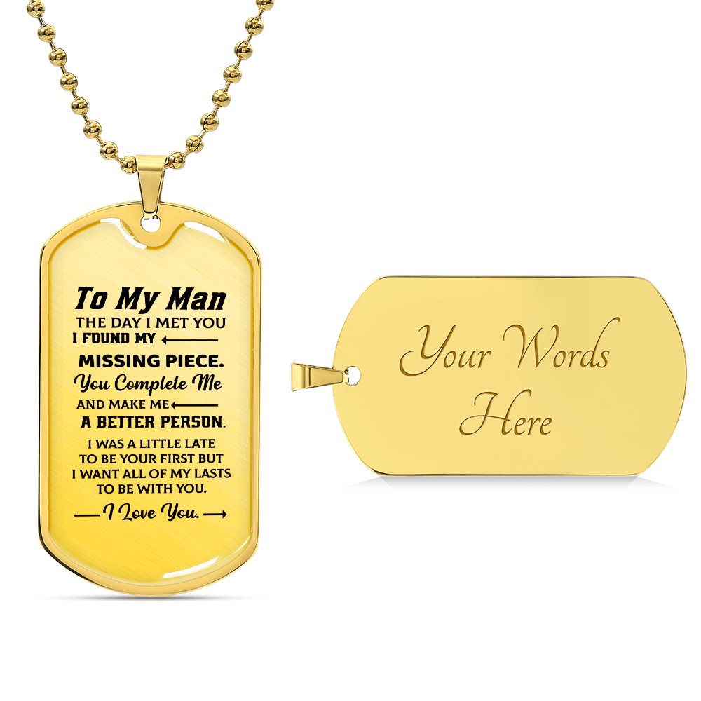 To my man Luxury Graphic Dog Tag Necklace - Beauty Belliss