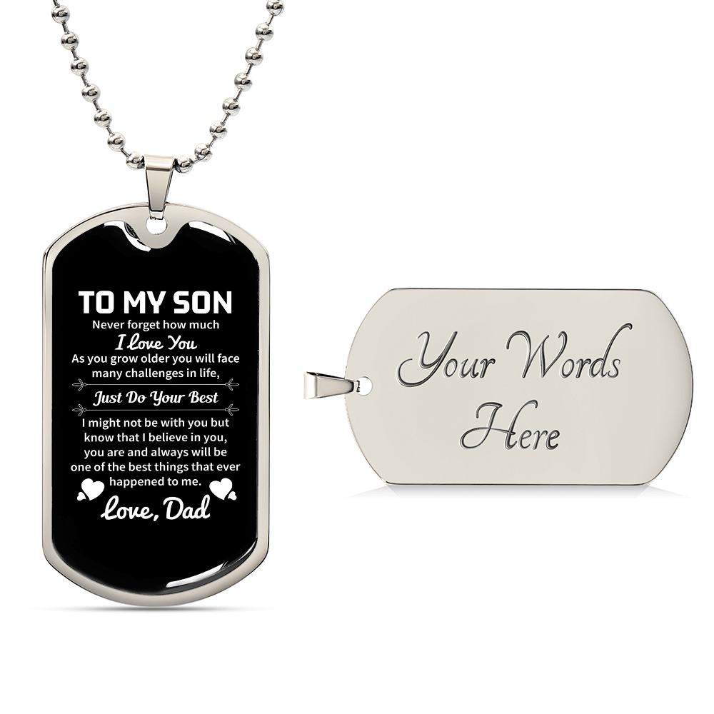 To my son Luxury Graphic Dog Tag Necklace - Beauty Belliss