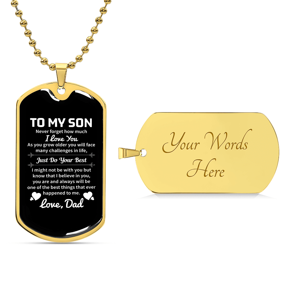 To my son Luxury Graphic Dog Tag Necklace - Beauty Belliss