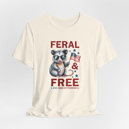 Feral & Free Raccoon shirt - Patriotic 4th of July Freedom T‑Shirt, Patriotic Animal Shirt