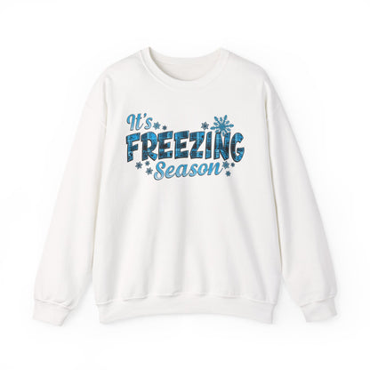 It's Freezing Season Sweatshirt — Cozy Winter Quotes, Winter Pullover Gift