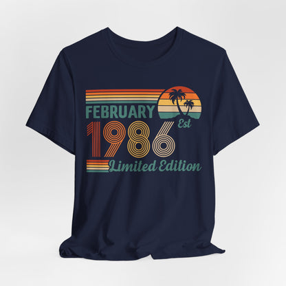 February 1986 Retro Sunset T-Shirt - Limited Edition Birthday shirt, Classic Birthday Gift