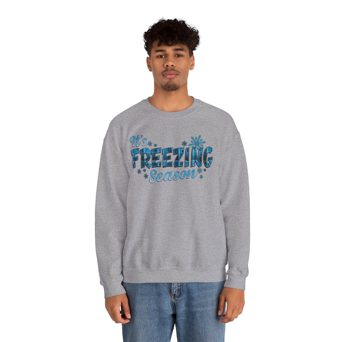 It's Freezing Season Sweatshirt — Cozy Winter Quotes, Winter Pullover Gift
