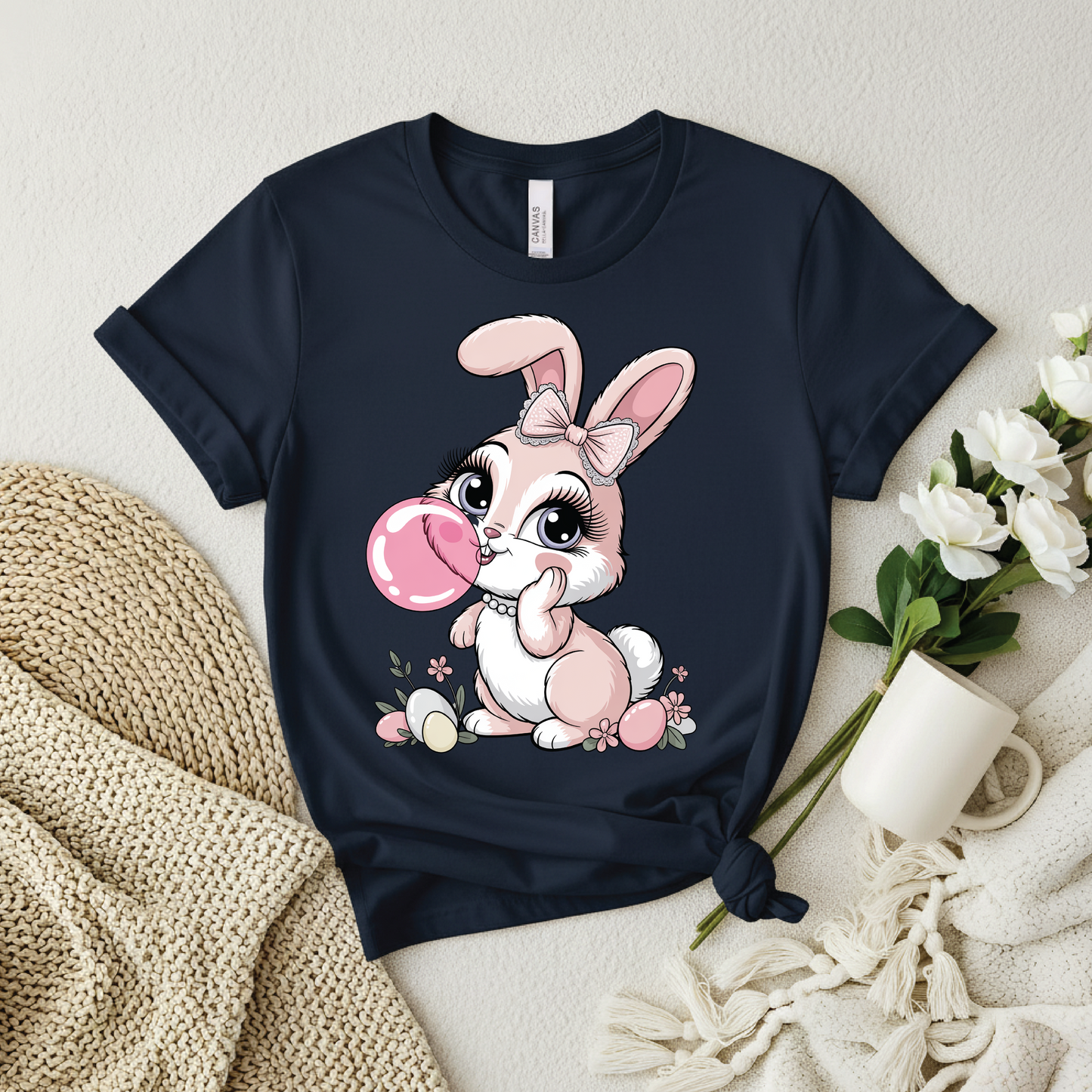 Cute Bunny Bubblegum T-Shirt - Bunny Adorable Shirt, Cute Rabbit