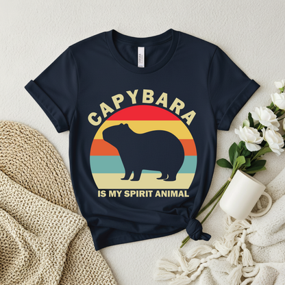 Capybara Is My Spirit Animal shirt - Retro Sunset Animal Lover T-Shirt, Adorable Rodent Lover Gift