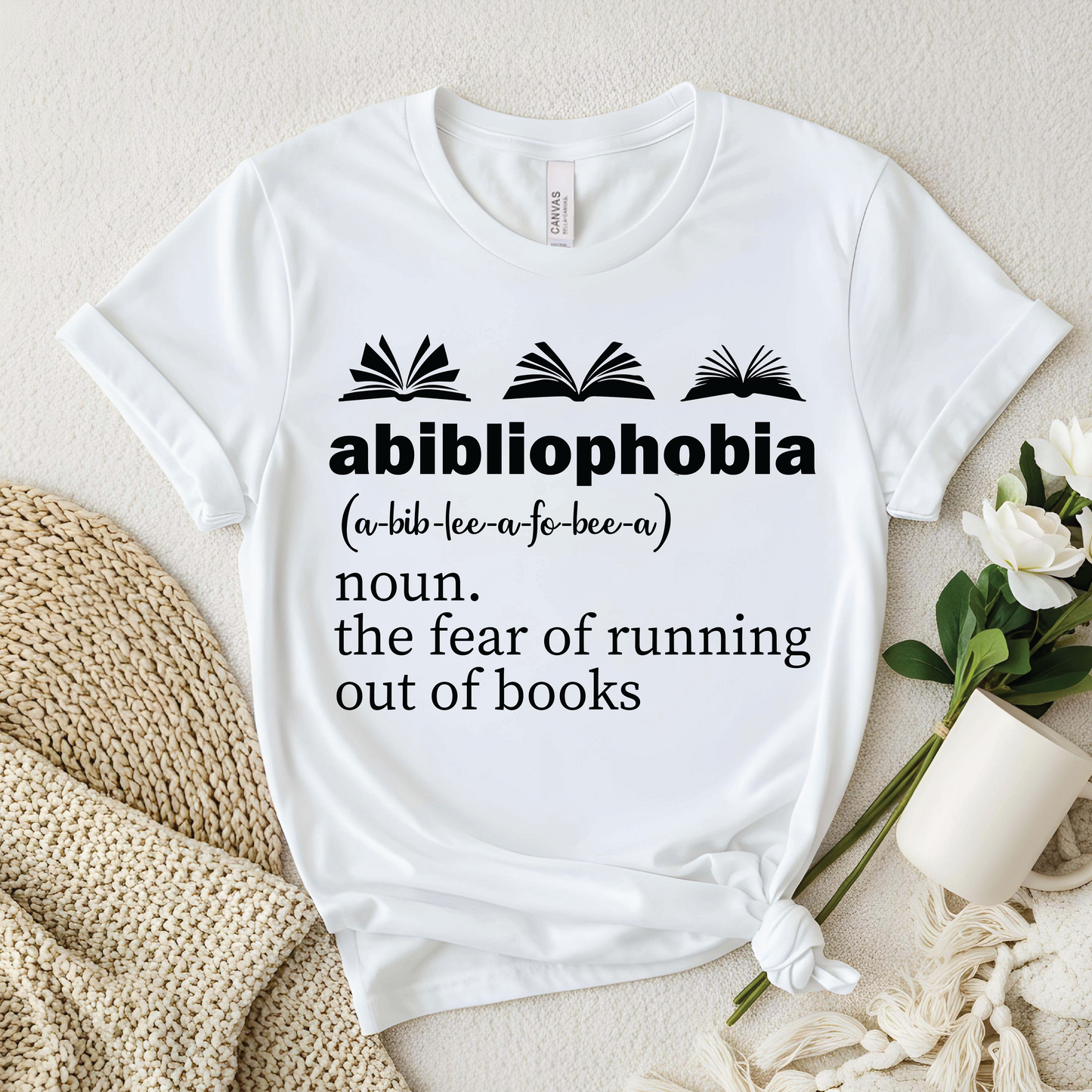 Abibliophobia Definition T-Shirt - Funny Book Lover shirt, Funny Reader Definition Shirt