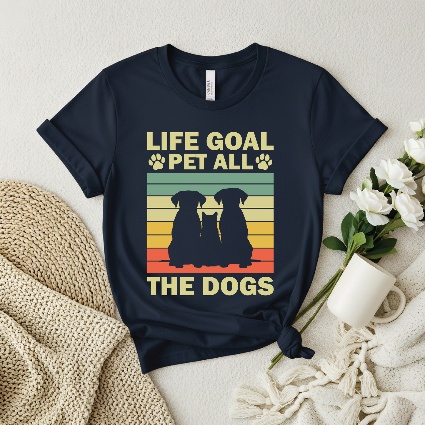 Life Goal: Pet All the Dogs T-Shirt - Retro Dog Lover shirt, Funny Dog Owner Gift