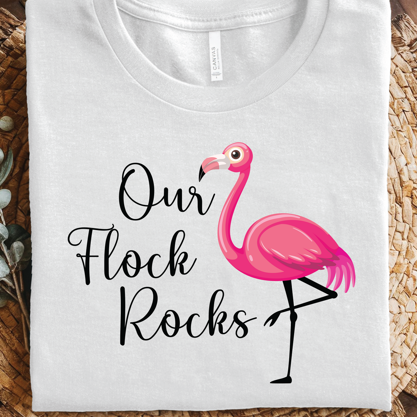 Our Flock Rocks Flamingo T-shirt - Funny Flamingo Lover, Tropical Bird Lover shirt