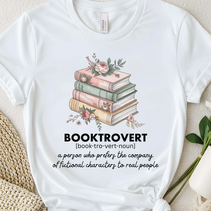 Booktrovert T-Shirt - Floral Stacked Books shirt for Book Lovers, Cute Reading Lover
