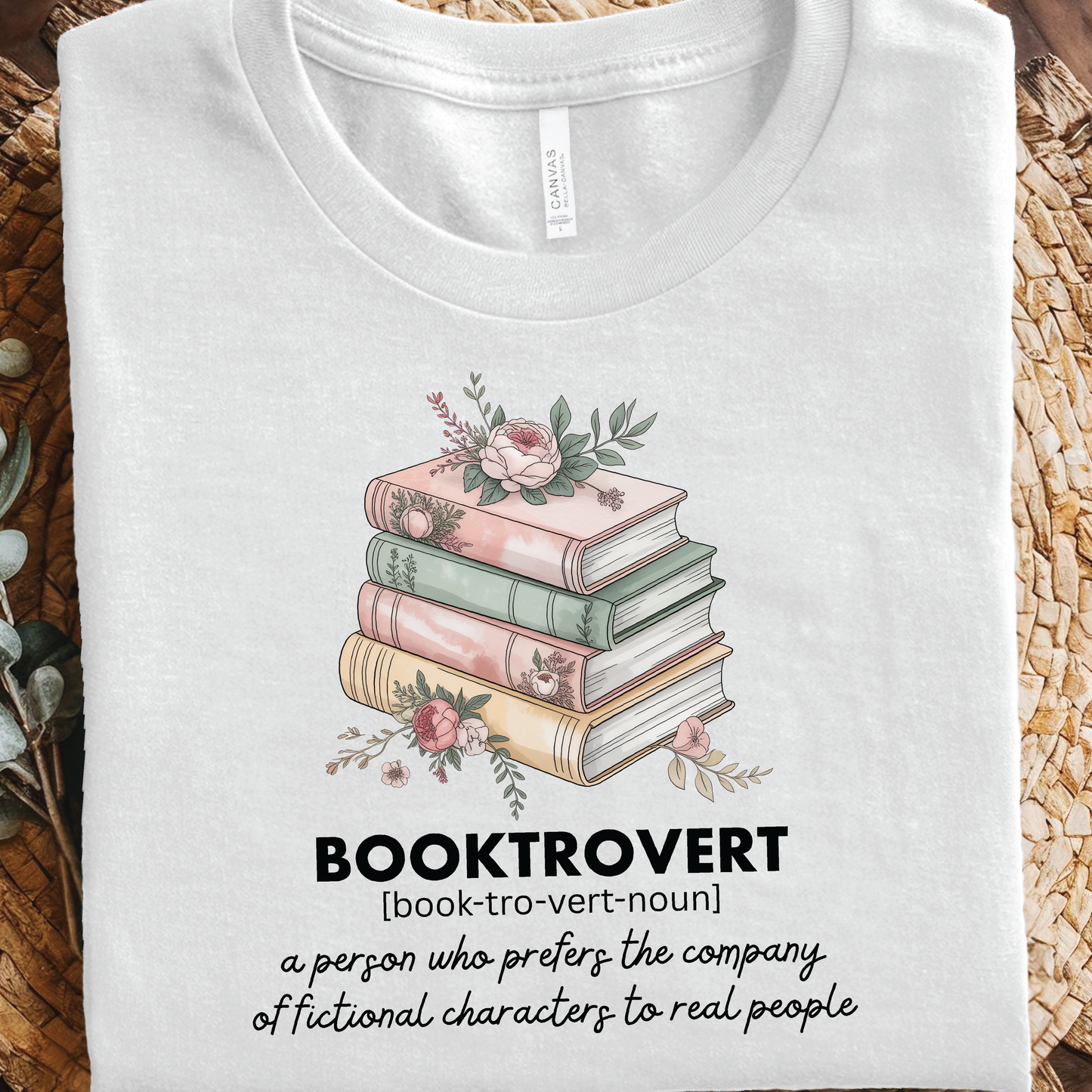 Booktrovert T-Shirt - Floral Stacked Books shirt for Book Lovers, Cute Reading Lover
