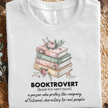 Booktrovert T-Shirt - Floral Stacked Books shirt for Book Lovers, Cute Reading Lover