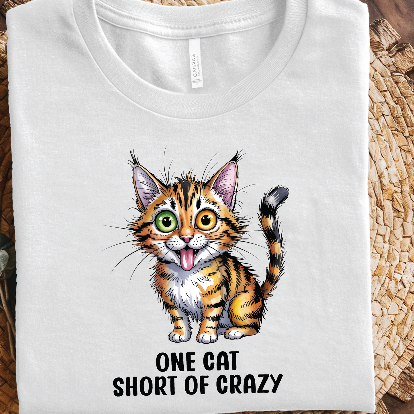 One Cat Short of Crazy Shirt - Funny Cat Lover, Crazy Cat Lady, Cat Lover Humor