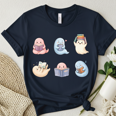 Ghost Reading Book Shirt - Funny Halloween Book Lover, Spooky Bookworm, Ghost Book Lover
