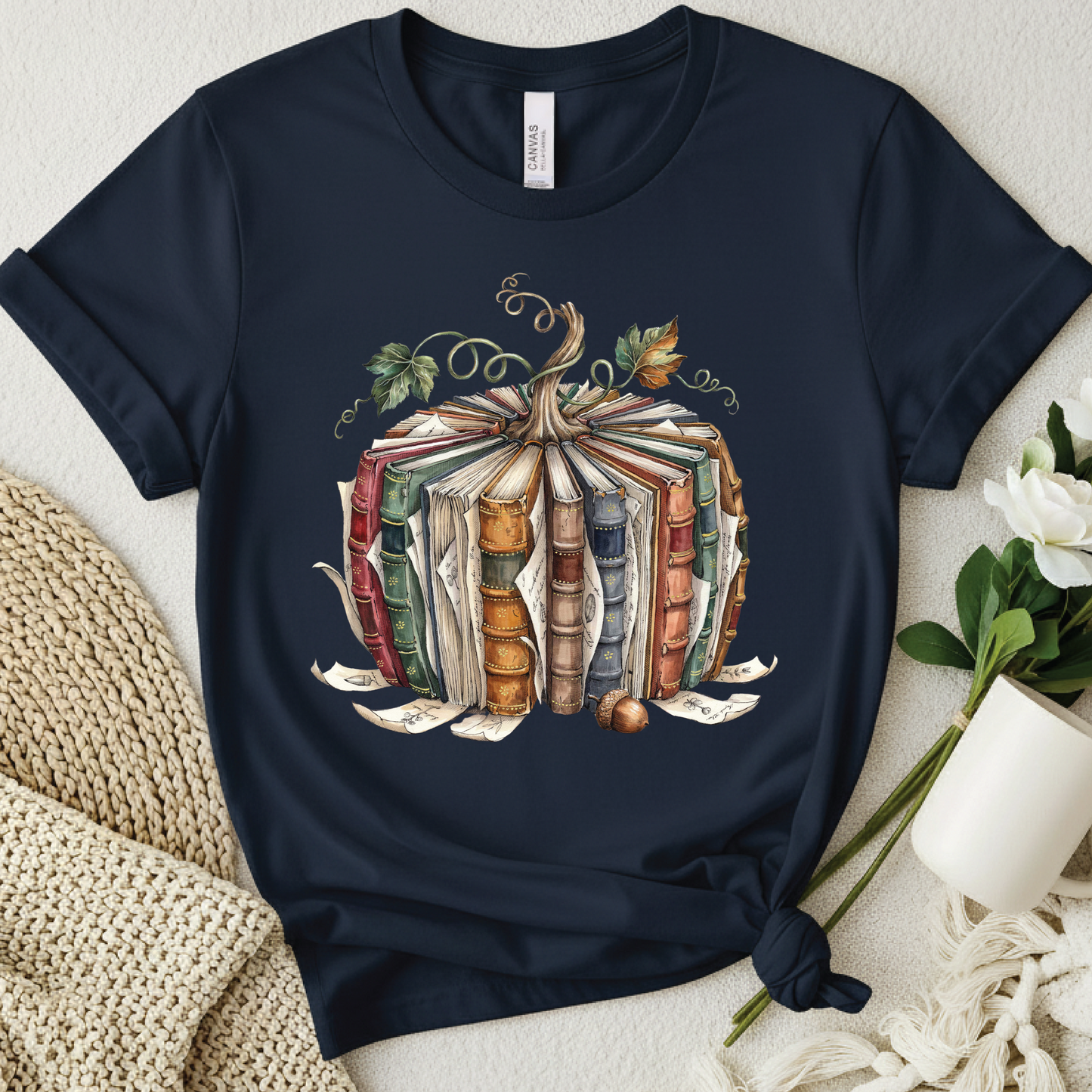 Book Pumpkin Shirt - Autumn Reading Book Lover t-shirt, Fall shirt, Cozy Fall Reader Bookworm