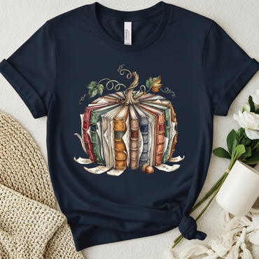 Book Pumpkin Shirt - Autumn Reading Book Lover t-shirt, Fall shirt, Cozy Fall Reader Bookworm