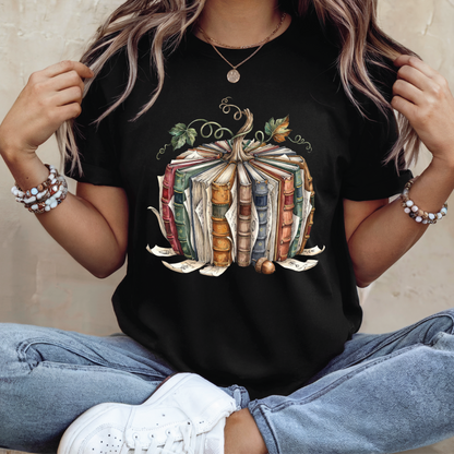 Book Pumpkin Shirt - Autumn Reading Book Lover t-shirt, Fall shirt, Cozy Fall Reader Bookworm
