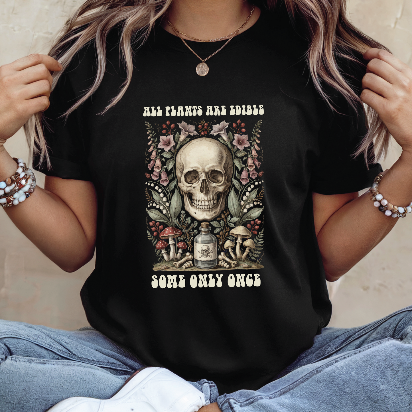 All Flames Are Ashes T-Shirt - Skull & Roses shirt, Dark Floral Alternative