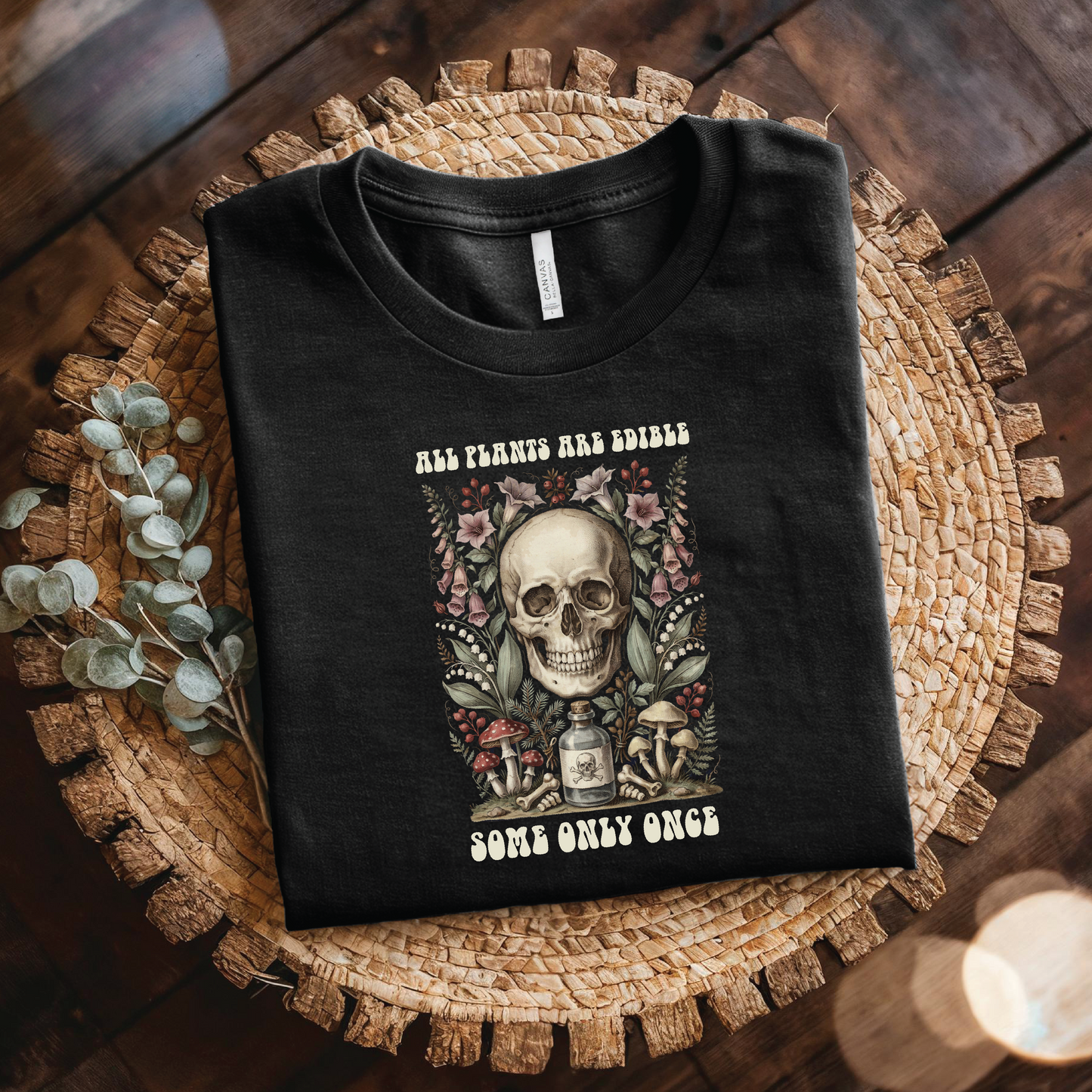 All Flames Are Ashes T-Shirt - Skull & Roses shirt, Dark Floral Alternative
