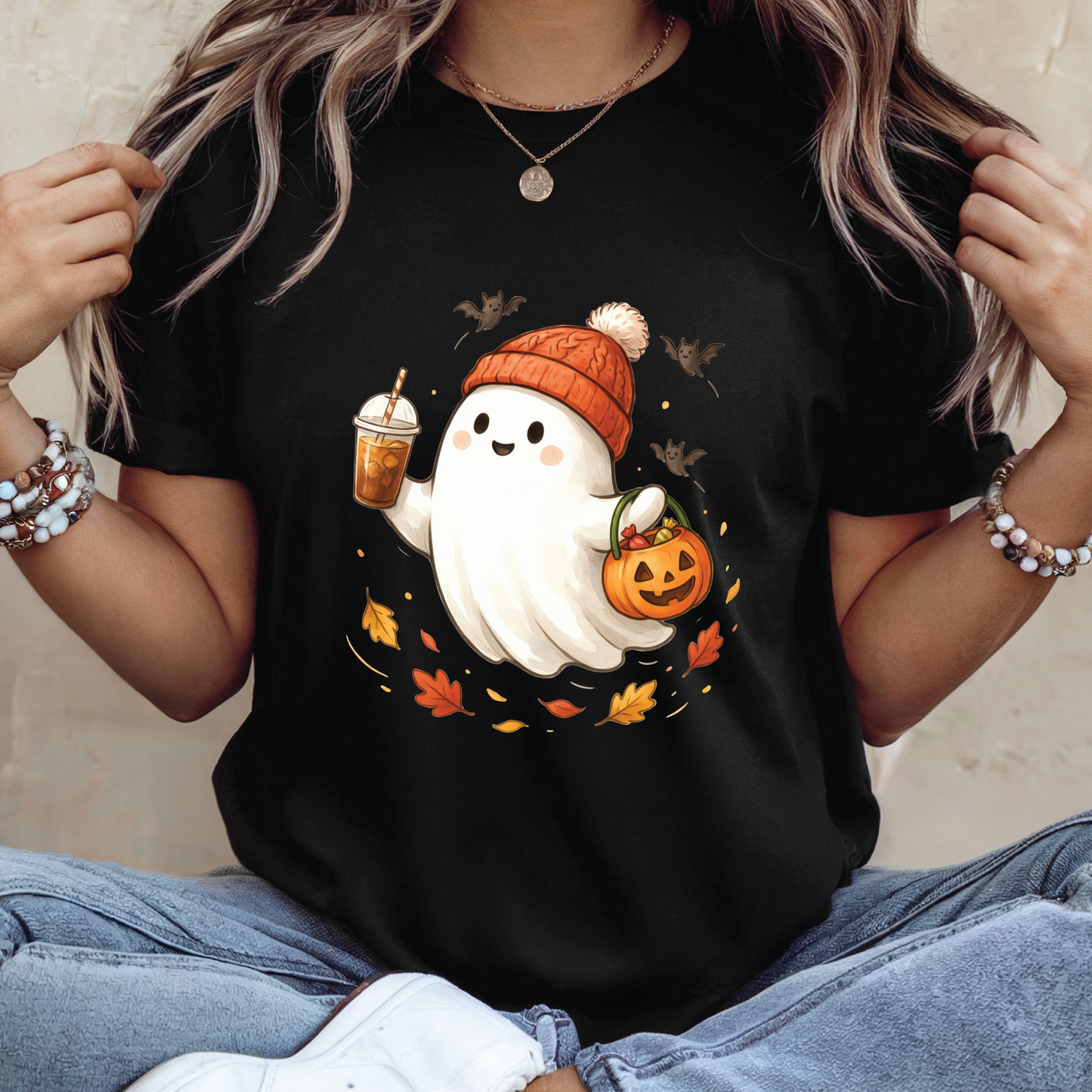 Cute Halloween Ghost shirt - Pumpkin & Pumpkin Spice Latte T-Shirt