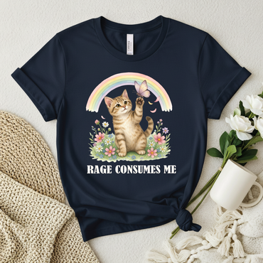 Rage Consumes Me Cat shirt - Cute Kitten, Rainbow & Flowers T-Shirt - Funny Kitten Shirt