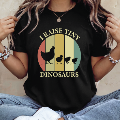 I Raise Tiny Dinosaurs shirt - Cute Retro Chicken & Chicks T‑Shirt for Farmers, Poultry Lovers