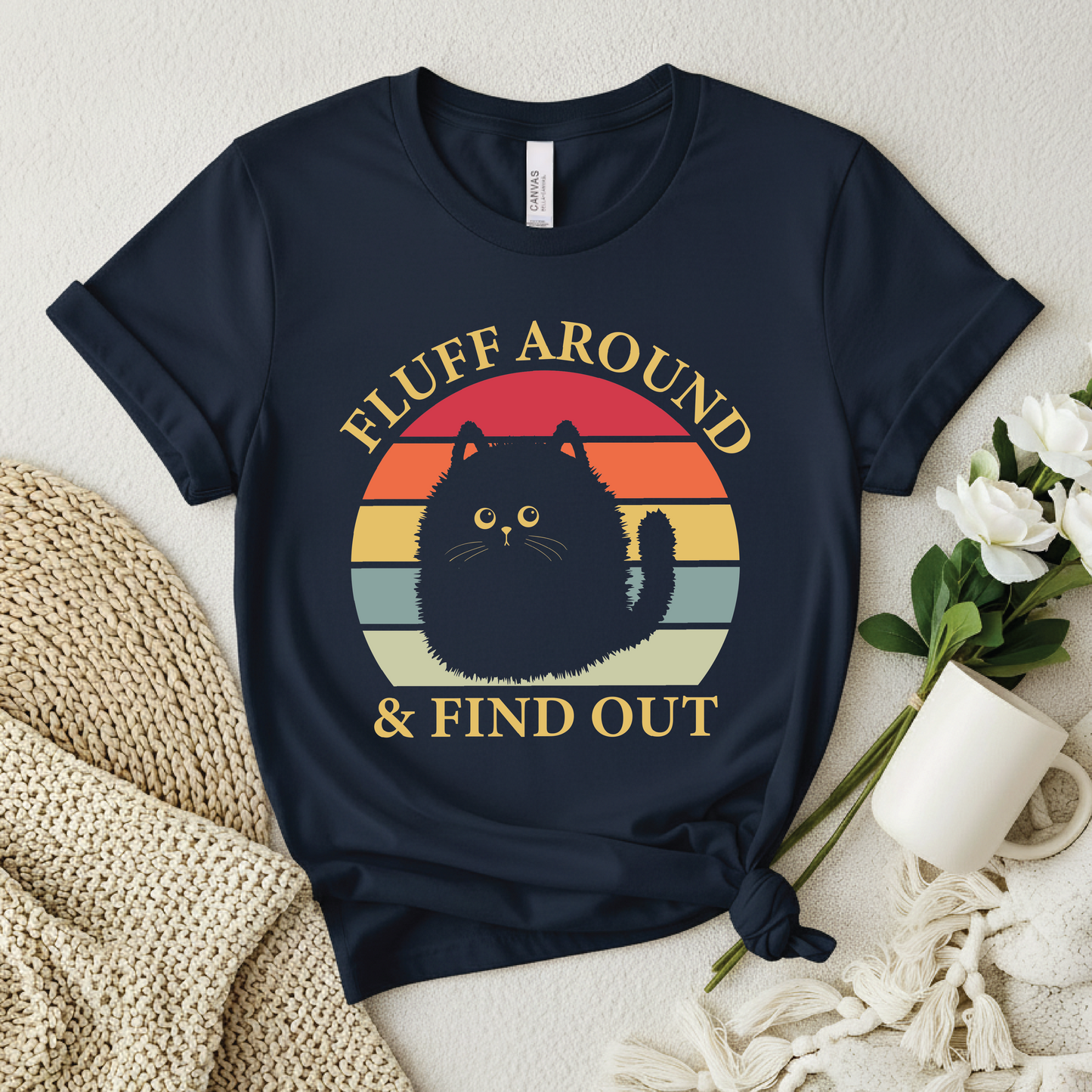 Fluff Around & Find Out Cat shirt - Retro Sunset Cute Cat T-Shirt