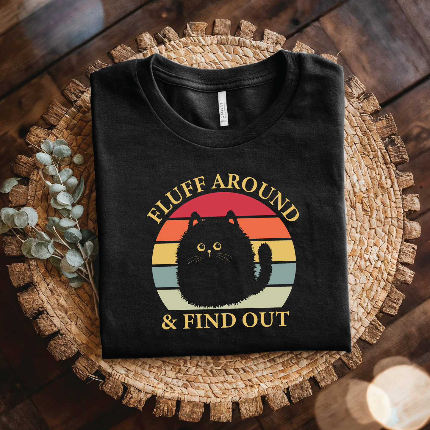 Fluff Around & Find Out Cat shirt - Retro Sunset Cute Cat T-Shirt