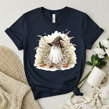 Cute Witch Ghost T‑Shirt - Daisy Witch Hat Halloween shirt, Spooky Ghost Shirt