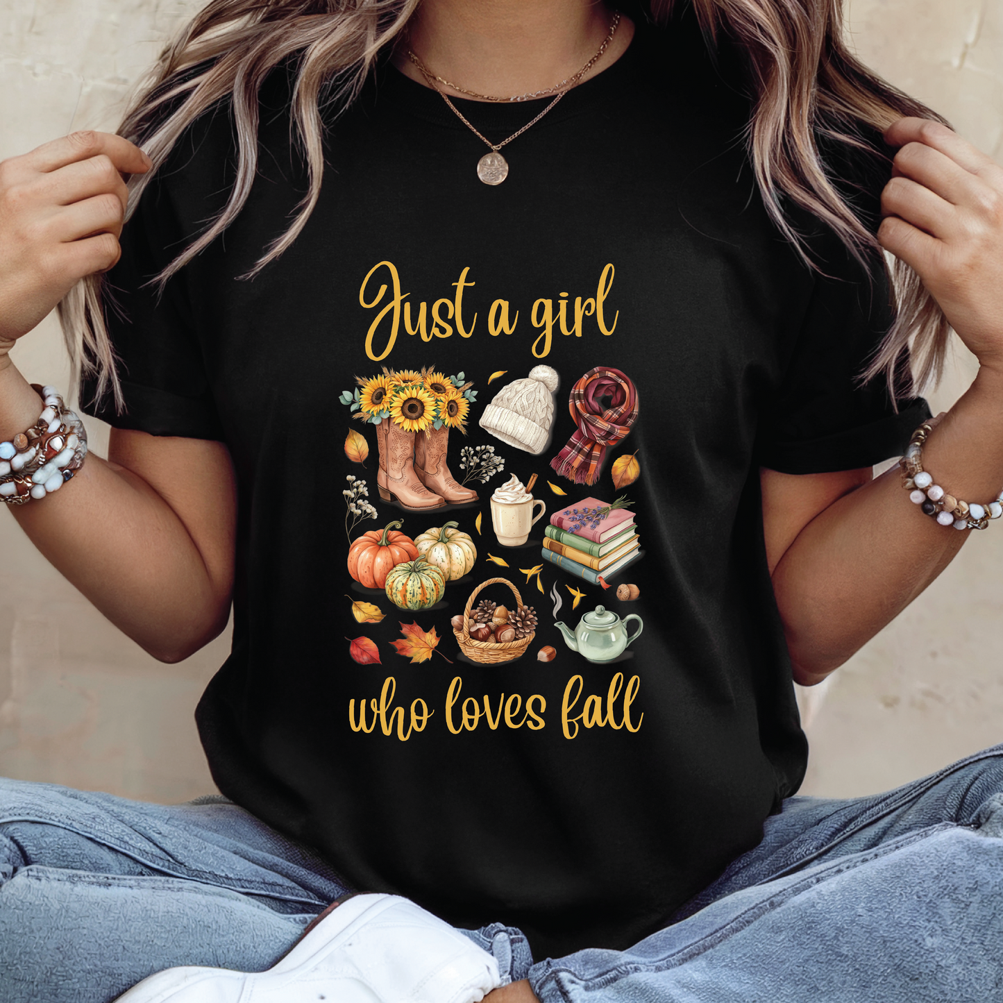Fall T-shirt - Just a Girl Who Loves Fall shirt, Autumn T‑Shirt, Autumn Vibes