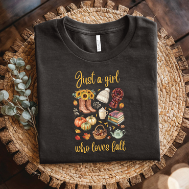 Fall T-shirt - Just a Girl Who Loves Fall shirt, Autumn T‑Shirt, Autumn Vibes