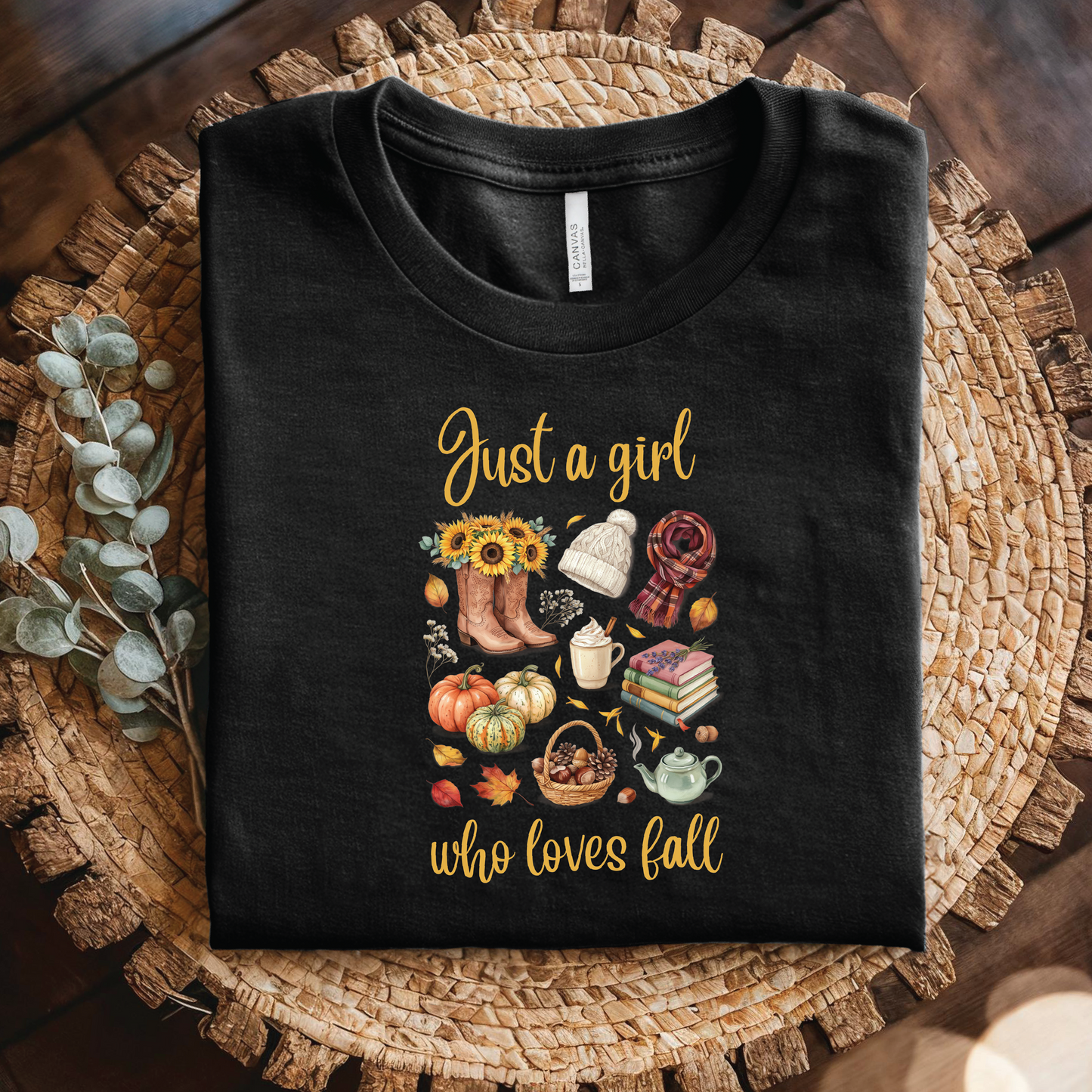 Fall T-shirt - Just a Girl Who Loves Fall shirt, Autumn T‑Shirt, Autumn Vibes