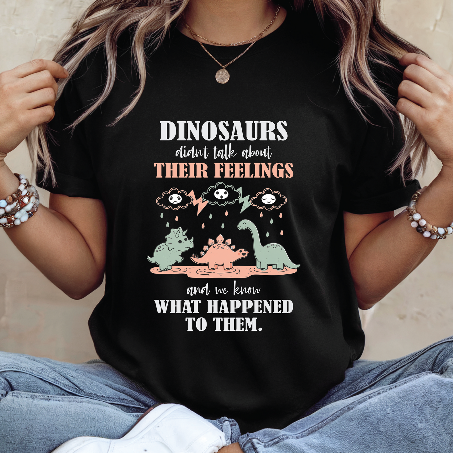 Dinosaurs Their Feelings What Happened To Them T-Shirt - Cute Pastel Dino shirt