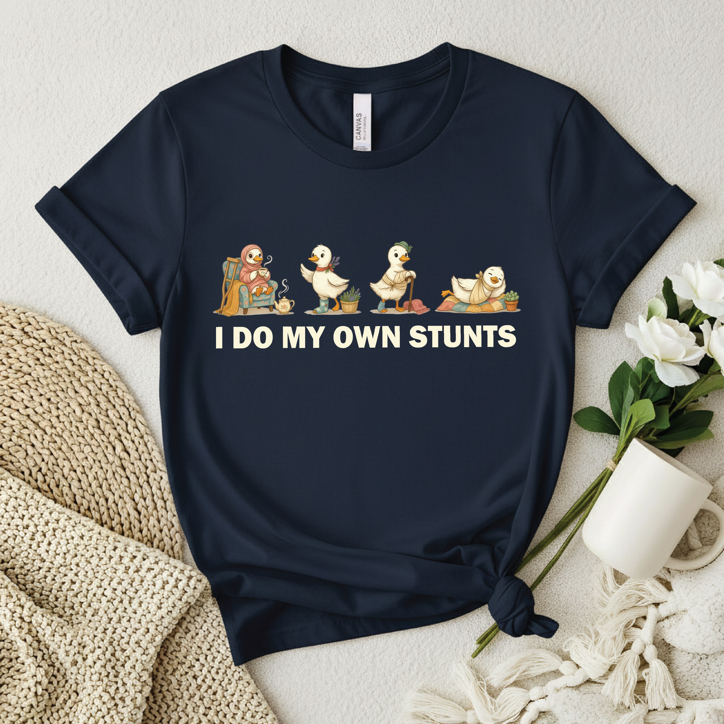 Cute Retro Ducklings shirt - I Do My Own Stunts T-shirt, Funny Duck