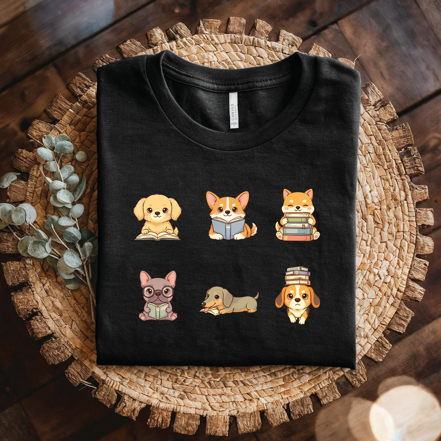 Dog Lover shirt - Cute Reading Puppies T-Shirt, Cute Bookworm Dog Lover